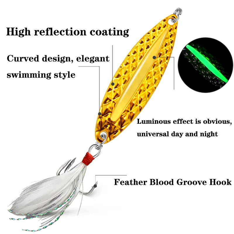 1PC Metall Leucht Spinner Löff – Fishing Hook Treble Bewertung und Preis